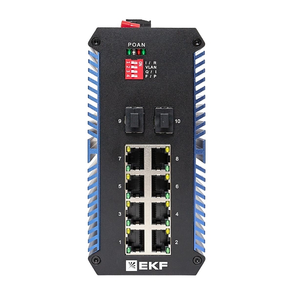 Промышленный неуправляемый коммутатор U-2GX/SFP-8GTP, 2 порта 1000Base-X SFP, 8 портов 10/100/1000Base-T(X) RJ45 c PoE, монтаж на динрейку TSX EKF