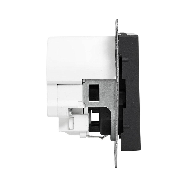 Механизм розетки с USB-C - 2шт, 16А, с заземлением, со шторками, чёрный Эпика EKF