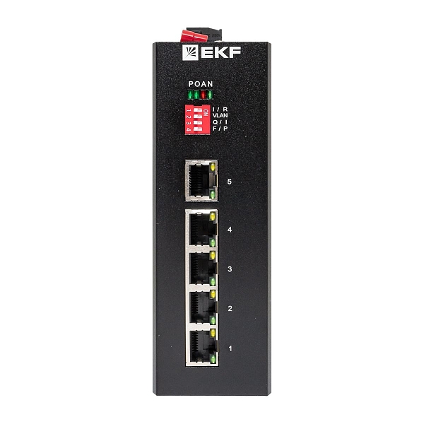 Промышленный неуправляемый коммутатор U-5GT, 5 портов 10/100/1000Base-T(X) RJ45, монтаж на динрейку TSX EKF