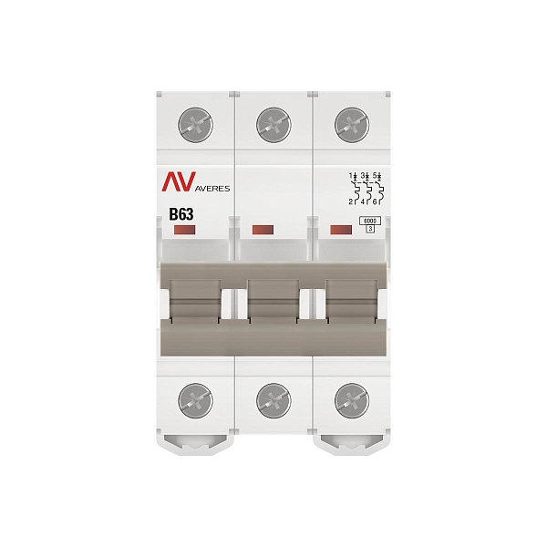 Выключатель автоматический AV-6 3P 63A (B) 6kA EKF AVERES