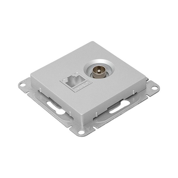 Механизм розетки TV+RJ45 (cat5), алюминий Эпика EKF