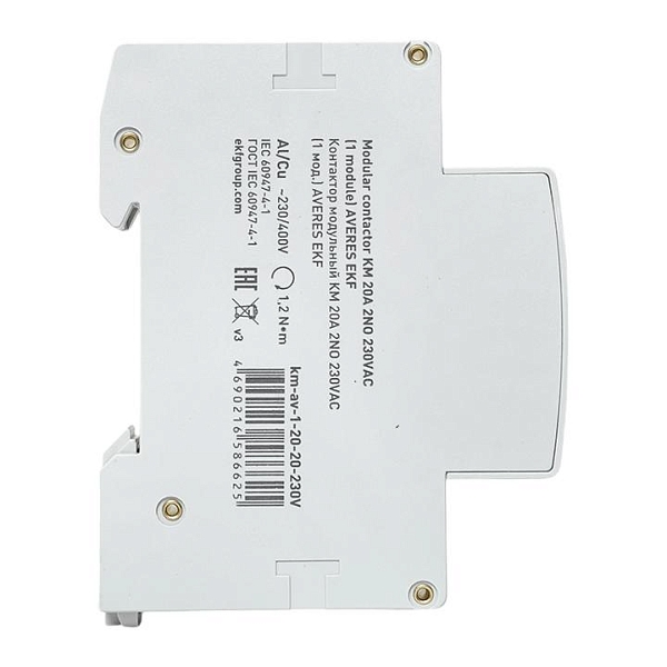 Контактор модульный КМ 20А 2NO 230В АС (1 мод.) AVERES EKF