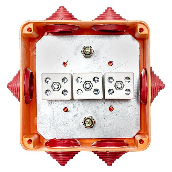 Коробка огнестойкая E90 100x100x50мм, с клеммником 6 полюсов 1,5-2,5 мм2 IP55 EKF