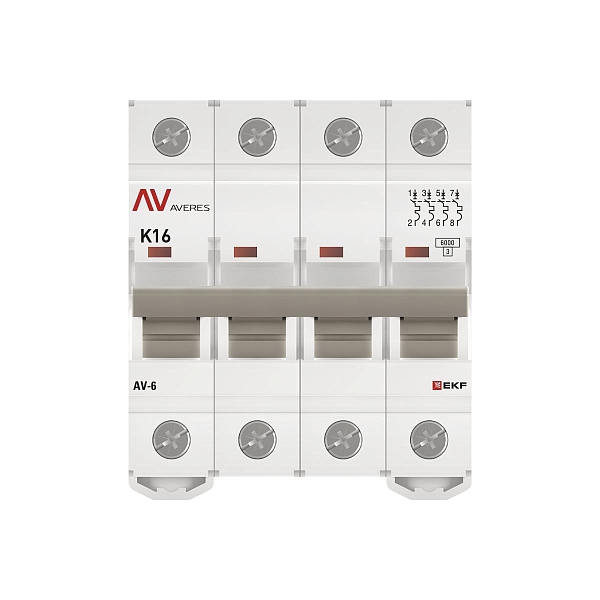 Выключатель автоматический AV-6 4P 16A (K) 6kA EKF AVERES