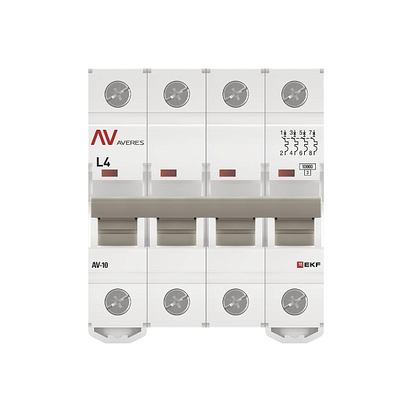 Выключатель автоматический AV-10 4P 4A (L) 10kA EKF AVERES