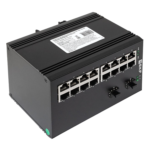 Промышленный неуправляемый коммутатор U-2GX/SFP-16GT, 2 порта 1000Base-X SFP, 16 портов 10/100/1000Base-T(X) RJ45, монтаж на динрейку TSX EKF