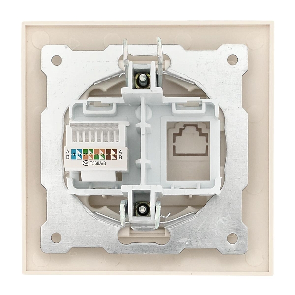Валенсия розетка компьютерная RJ-45 1-местная кремовая EKF