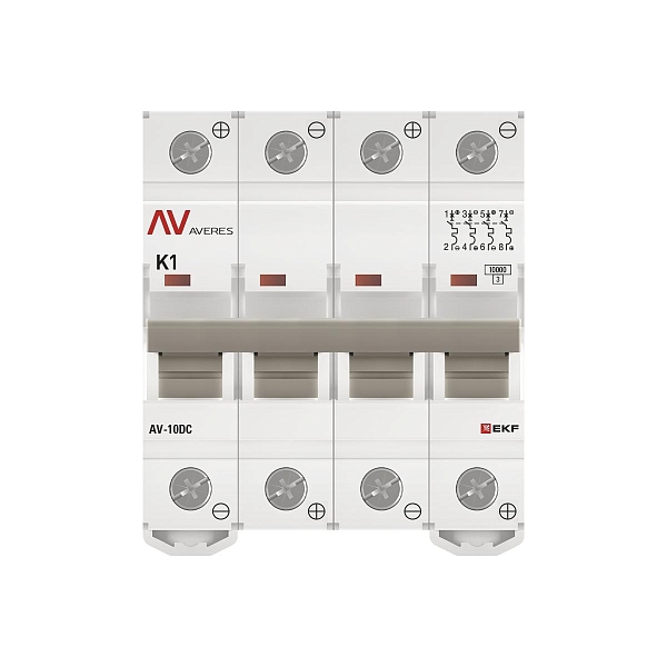 Выключатель автоматический AV-10 DC 4P 1A (K) 10kA EKF AVERES