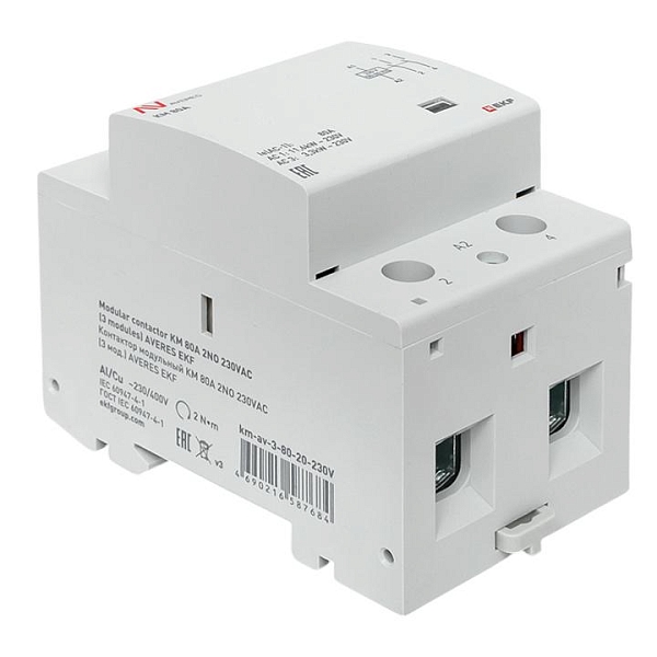 Контактор модульный КМ 80А 2NO 230В АС (3 мод.) AVERES EKF
