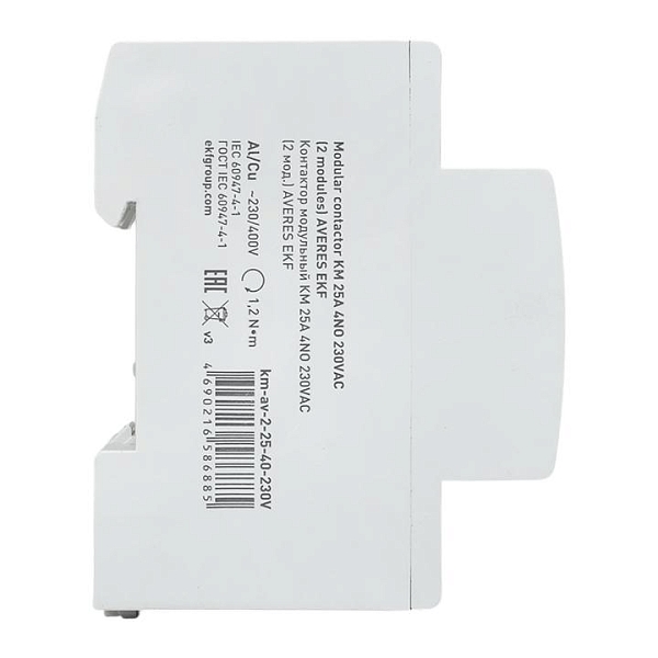 Контактор модульный КМ 25А 4NO 230В АС (2 мод.) AVERES EKF