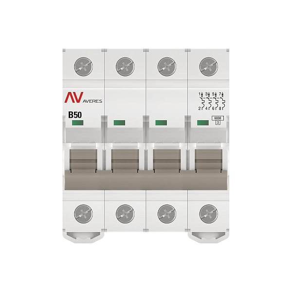 Выключатель автоматический AV-6 4P 50A (B) 6kA EKF AVERES