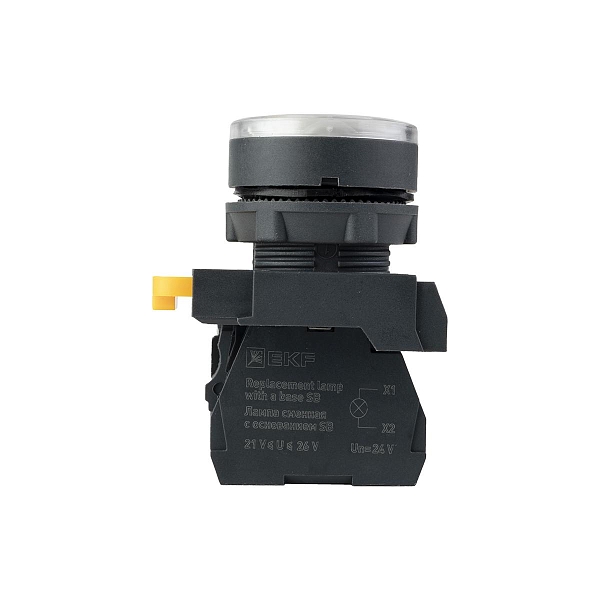 Кнопка SB-27 плоская без фиксации c подсветкой 24V DC 1NO белая IP65 EKF