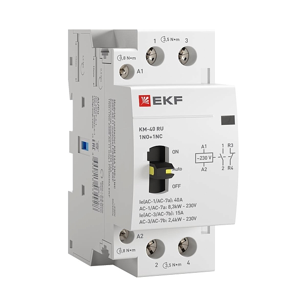 Контактор модульный КМ РУ 40А 1NO+1NC 230В АС (2 мод.) PROXIMA EKF