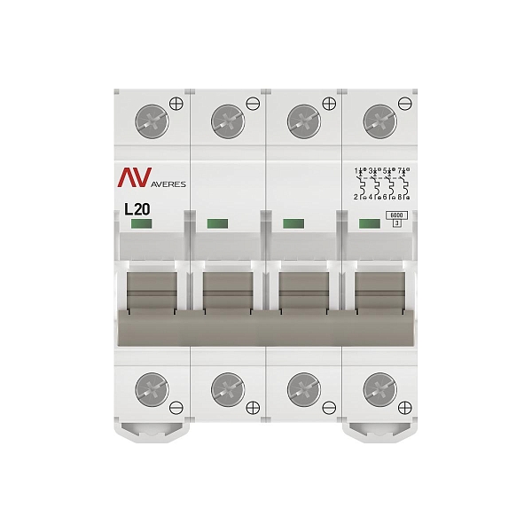 Выключатель автоматический AV-6 DC 4P 20A (L) 6kA EKF AVERES