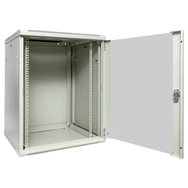 Шкаф настенный 19" TERACOM PRO 12U 600x600 мм дверь стеклянная с замком-ручкой серый
