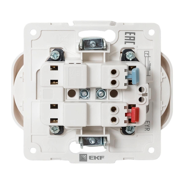 Стокгольм Механизм Розетки 2-местной б/з 10А автоматические клеммы белый с защ. штор. EKF
