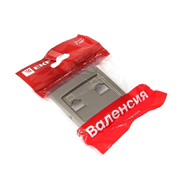 Валенсия лицевая панель розетки RJ-45 2-местная кашемир EKF