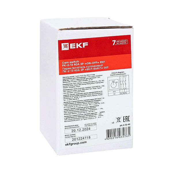 Переключатель кулачковый ПК-2-13 40А 3P "ВКЛ-ВЫКЛ" EKF PROxima