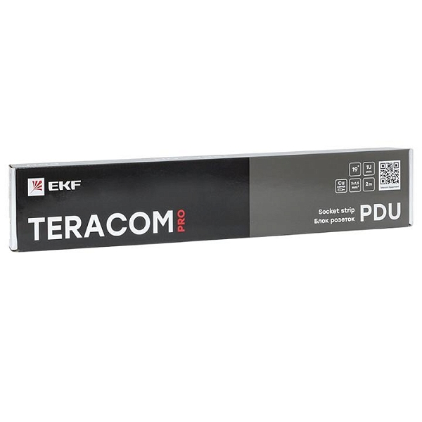 Блок розеток PDU TERACOM PRO 19" 1U 16А/250В 9 розеток Schuko шнур питания длиной 2 метра сечение 3x1,5 мм2 вилка Schuko корпус алюминий черный
