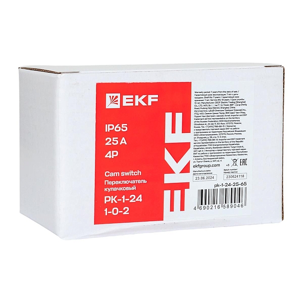 Переключатель кулачковый ПК-1-24 25А 4P «1-0-2» IP65 EKF