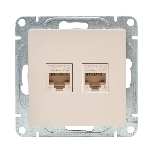Механизм розетки RJ45 (cat5), кремовый Эпика EKF