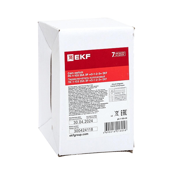 Переключатель кулачковый ПК-1-103 25А 3P «0-1-2-3» EKF PROxima