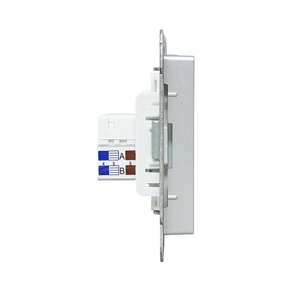 Механизм розетки HDMI+RJ45 (cat5), алюминий Эпика EKF