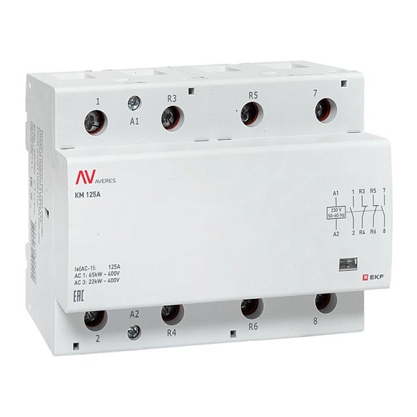 Контактор модульный КМ 125А 2NO+2NC 230В АС (6 мод.) AVERES EKF