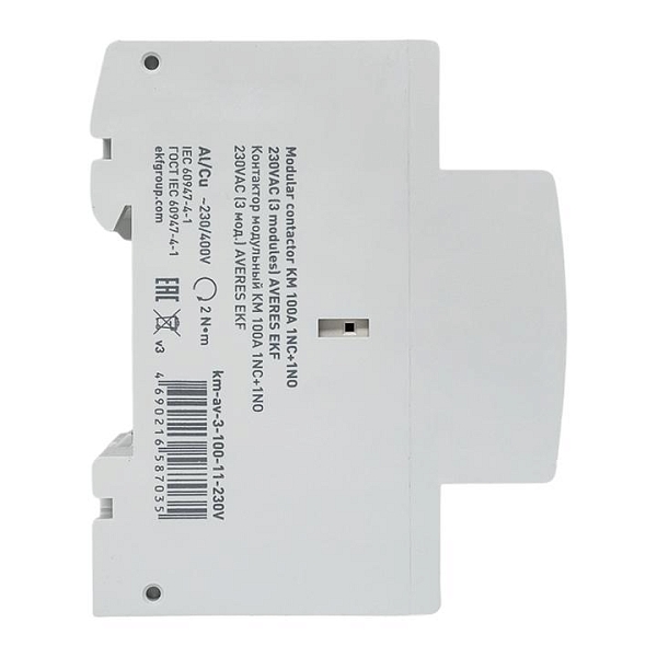 Контактор модульный КМ 100А 1NO+1NC 230В АС (3 мод.) AVERES EKF