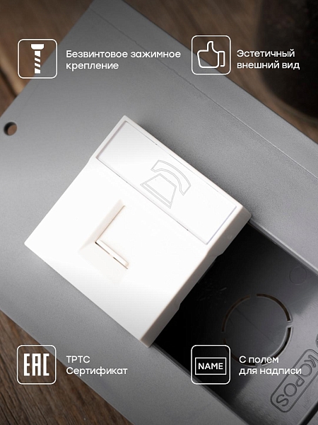 Розетка RJ11, 2 модуля EKF