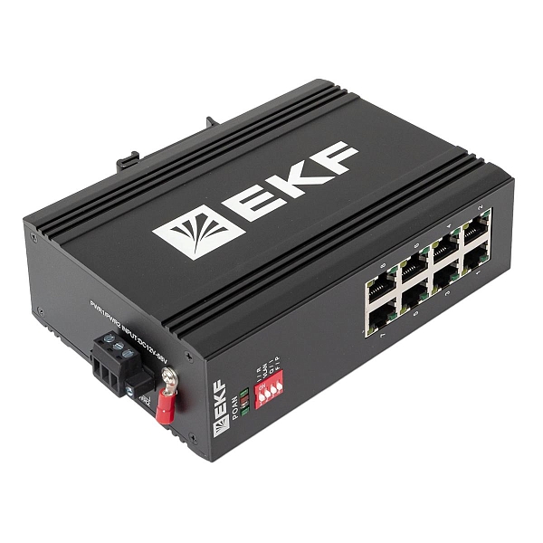 Промышленный неуправляемый коммутатор U-8GTP, 8 портов 10/100/1000Base-T(X) RJ45 c PoE, монтаж на динрейку TSX EKF