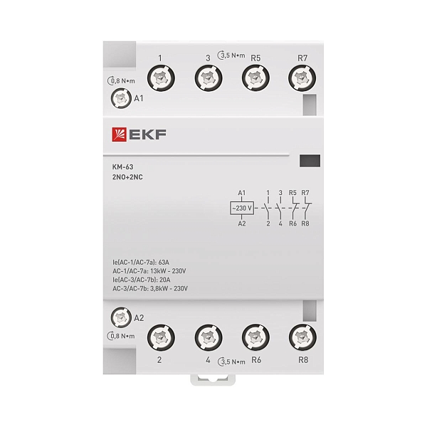 Контактор модульный КМ 63А 2NO+2NC 230В АС (3 мод.) PROXIMA EKF