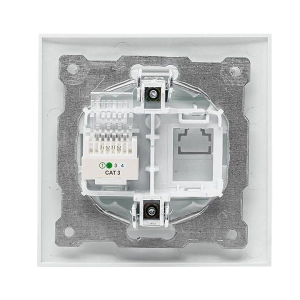 Валенсия розетка телефонная RJ-11 1-местная белая EKF
