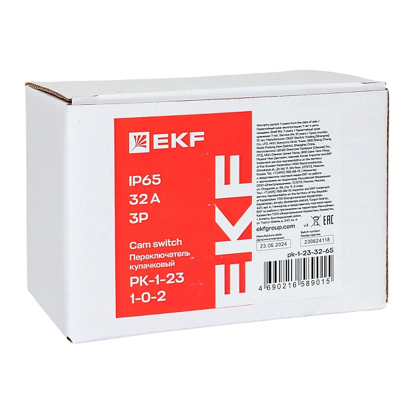 Переключатель кулачковый ПК-1-23 32А 3P «1-0-2» IP65 EKF