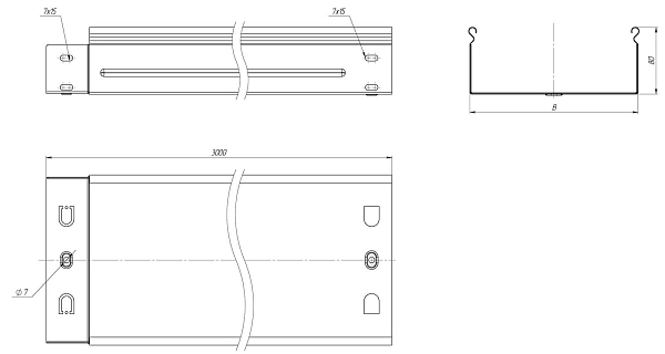 Лоток неперфорированный 80x600x3000-1,0 мм EKF