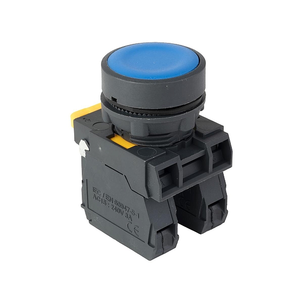 Кнопка SB-21 плоская без фиксации 1NO+1NС синяя IP65 EKF