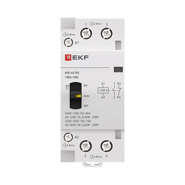 Контактор модульный КМ РУ 40А 1NO+1NC 230В АС (2 мод.) PROXIMA EKF
