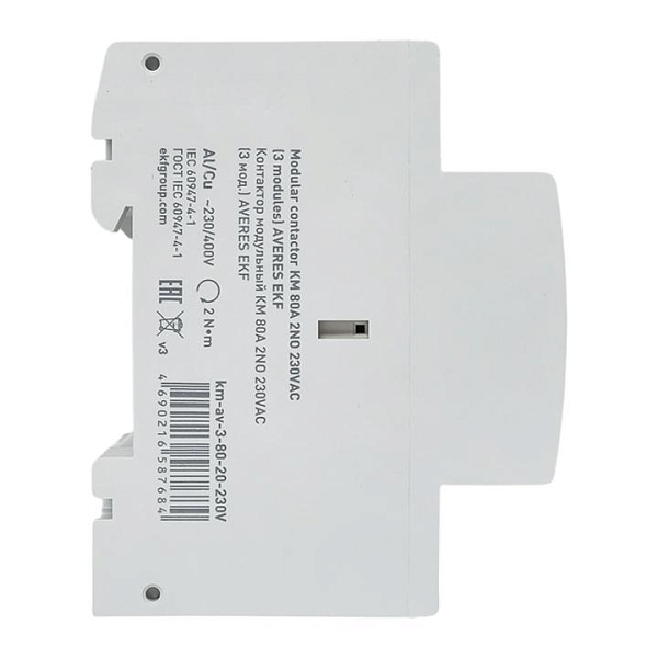 Контактор модульный КМ 80А 2NO 230В АС (3 мод.) AVERES EKF