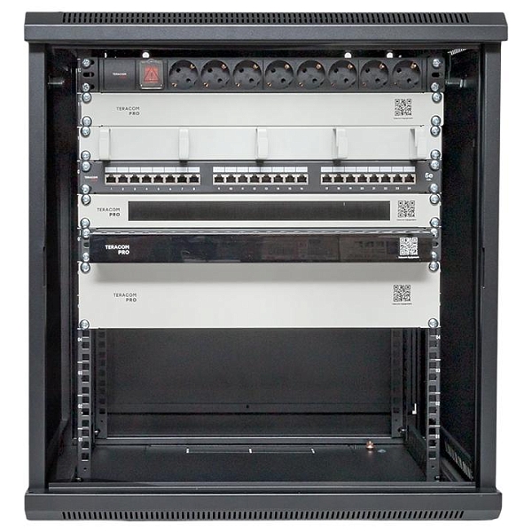 Шкаф настенный 19" TERACOM PRO 12U 600x450 мм дверь стеклянная с замком-ручкой чёрный