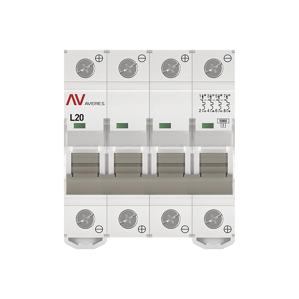 Выключатель автоматический AV-10 DC 4P 20A (L) 10kA EKF AVERES