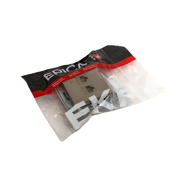 Механизм розетки RJ45 - 2шт, (cat5), шампань Эпика EKF