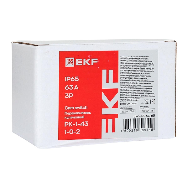 Переключатель кулачковый ПК-1-43 63А 3P «1-0-2» IP65 EKF