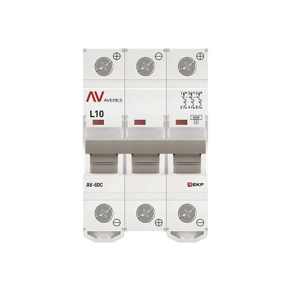 Выключатель автоматический AV-6 DC 3P 10A (L) 6kA EKF AVERES