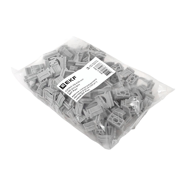 Крепеж-клипса для ручного монтажа d20 мм (100 шт) серая EKF-Plast