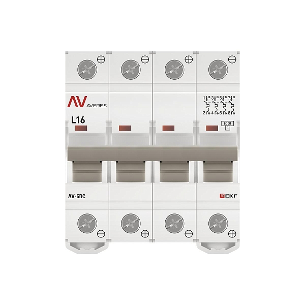 Выключатель автоматический AV-6 DC 4P 16A (L) 6kA EKF AVERES