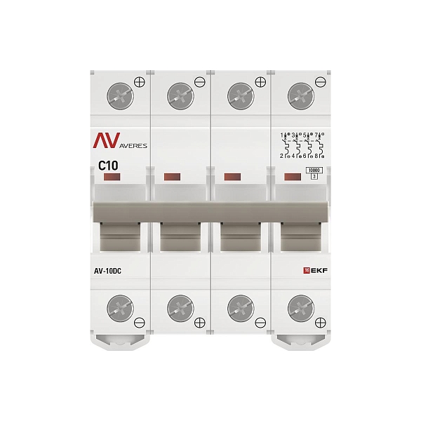 Выключатель автоматический AV-10 DC 4P 10A (C) 10kA EKF AVERES