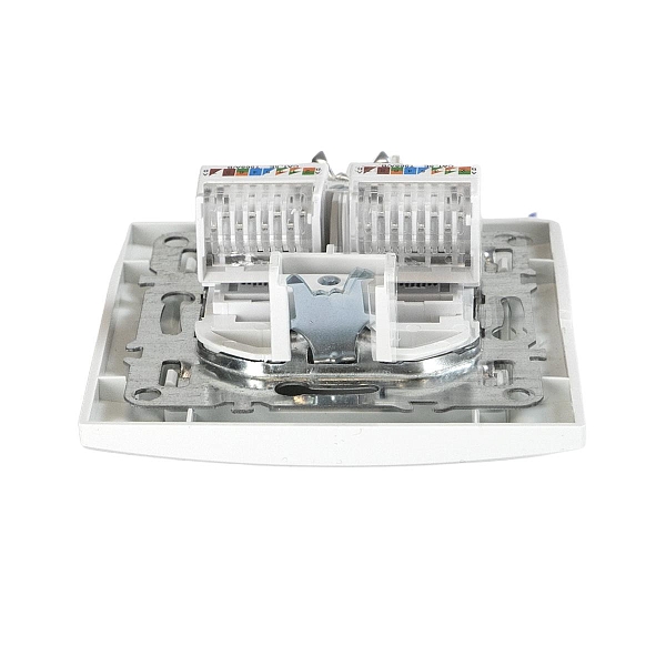 Розетка RJ-45 2-местная СП Минск белая EKF