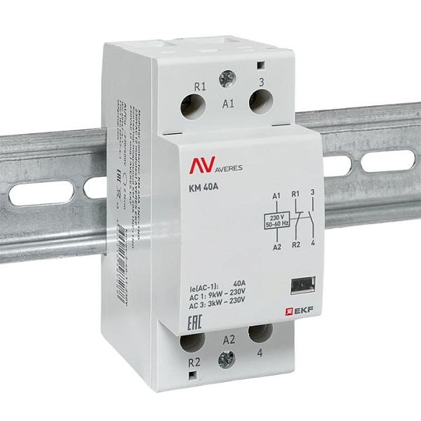 Контактор модульный КМ 40А 1NO+1NC 230В АС (2 мод.) AVERES EKF