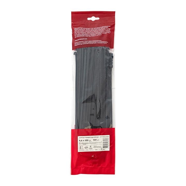 Хомут P6.6 стандартный (ч), 4.8x250 (100шт) FlexLock EKF