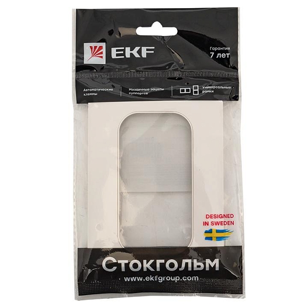 Стокгольм Рамка для розетки 2-местная белая EKF